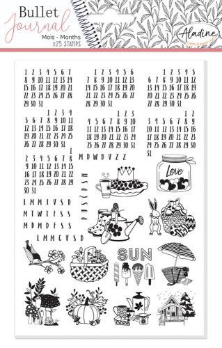Aladine Gumibélyegző - Universal Months  - Bullet Journal Foam Stamps (1 csomag)