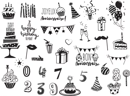 Aladine Dekor gumibélyegző - Birthday 2 - Creative Foam Stamps (1 csomag)