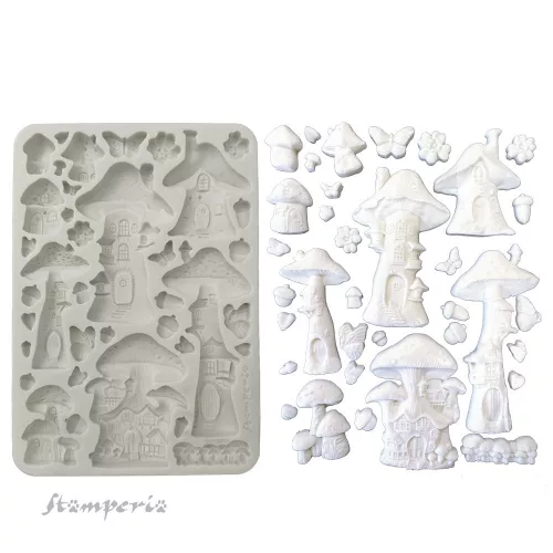 Szilikon öntőforma A5 – Rejtett liget: Gombaházikó (1 db)