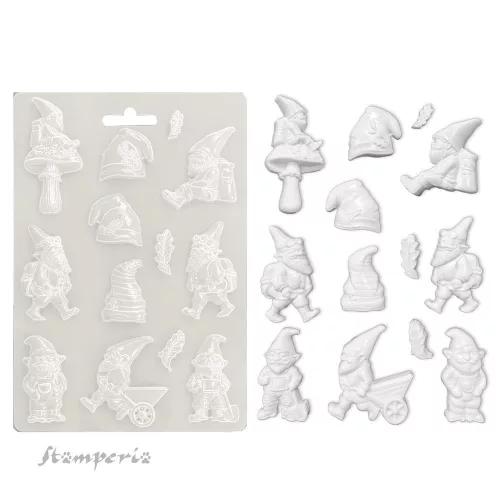 Lágy PVC öntőforma A5 – Rejtett liget: Törpék (1 db)