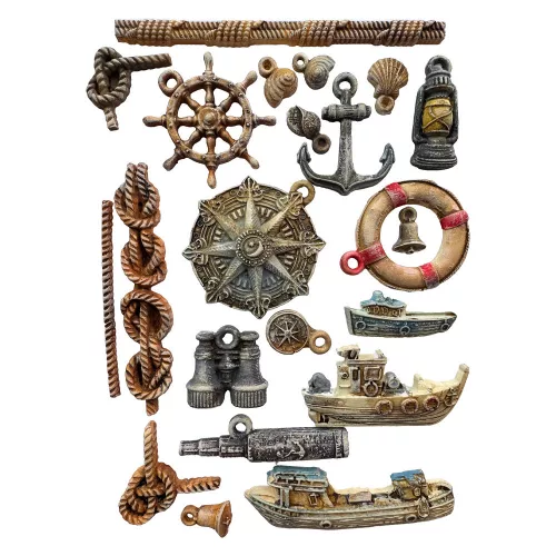 Szilikon öntőforma A5 – Csendes tenger: Kormánykerekek és csónakok (1 db)