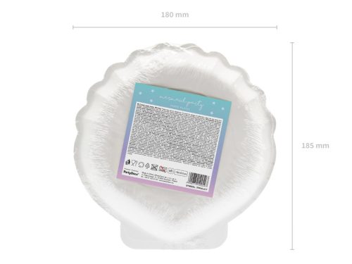 Kagyló alakú irizáló papírtányér Sellő party (6 db)