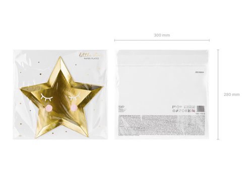 Papírtányér Little Star – Csillag, arany tükör (6 db)