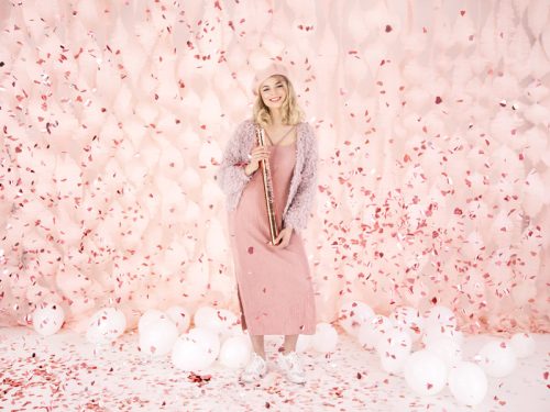 Konfetti ágyú rózsaarany szívekkel 60 cm