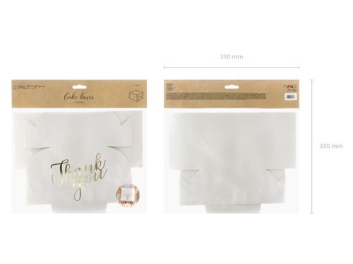 Dekoratív esküvői tortadoboz Thank you arany 14x8.5x14cm (10 db)