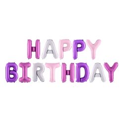 Fólia lufi Happy Birthday felirat Lila (340x35 cm)