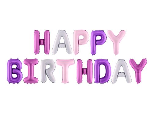 Fólia lufi Happy Birthday felirat Lila (340x35 cm)