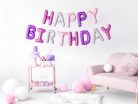 Fólia lufi Happy Birthday felirat Lila (340x35 cm)