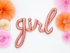 Fólia lufi „Girl” felirat, rózsaarany