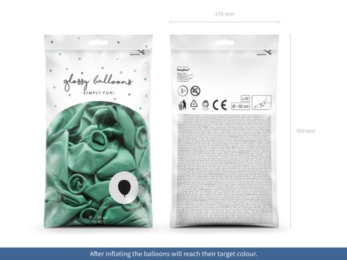 Fényes léggömb 30cm sötétzöld (50 db)