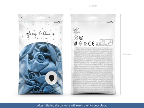 Fényes léggömb 30cm kék (50 db)