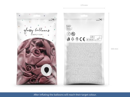 Fényes léggömb 30cm rózsaarany (50 db)