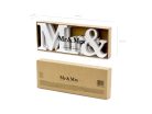 Fából készült Mr & Mrs felirat - fehér 50x9,5 cm
