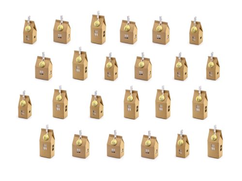 Adventi naptár házikók – DIY készlet, kraft színű (24 db)