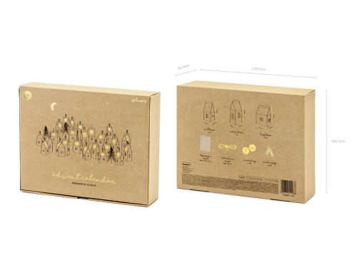 Adventi naptár házikók – DIY készlet, kraft színű (24 db)