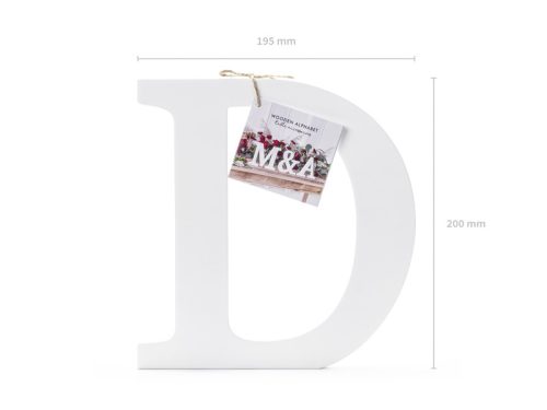 Fa dekoráció betű D (fehér - 19.5x20cm)