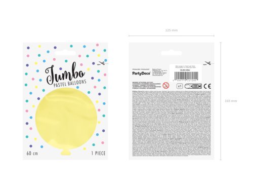 Óriás kerek léggömb 60cm Pasztell világos sárga