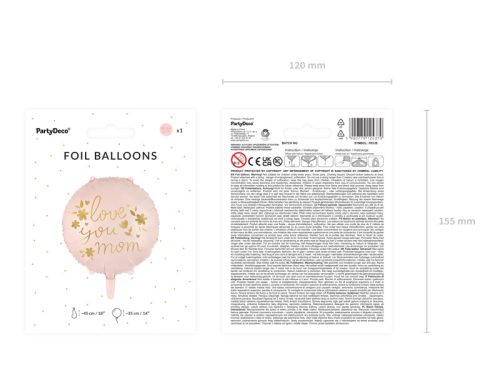 Fólia lufi ''Love you mom'' felirattal, rózsaszín