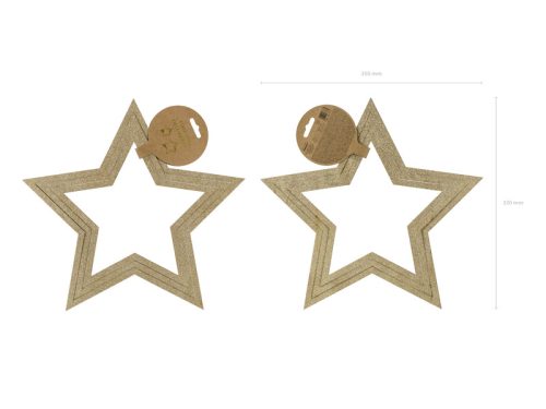 Fa függő díszek – Csillagok, csillogó arany (3 db)