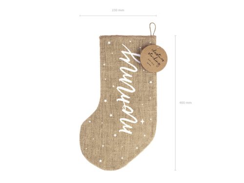 Dekoratív karácsonyi zokni "Mommy" felirattal