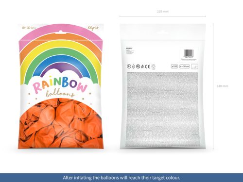 Szivárvány léggömb 30cm Pasztell narancssárga (100 db)