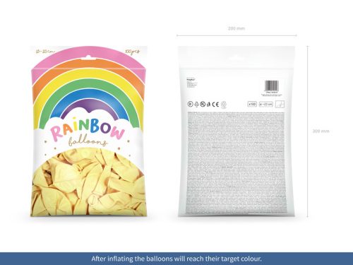 Szivárvány léggömb 23cm Metál krémszín (100 db)