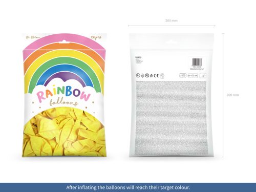 Szivárvány léggömb 23cm Metál sárga (100 db)