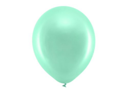 Szivárvány léggömb 30cm Metál menta (100 db)