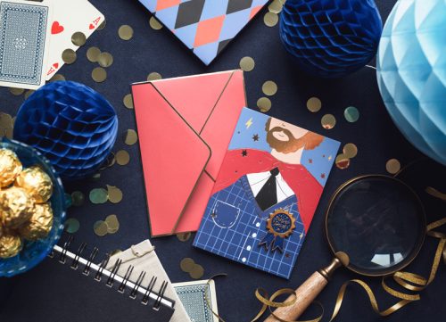 Üdvözlőlap „Super Dad” kitűzővel 