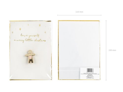 Karácsonyi üdvözlőlap Mézeskalács kitűzővel