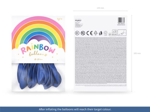 Szivárvány léggömb 23cm Pasztell sötétkék (10 db)