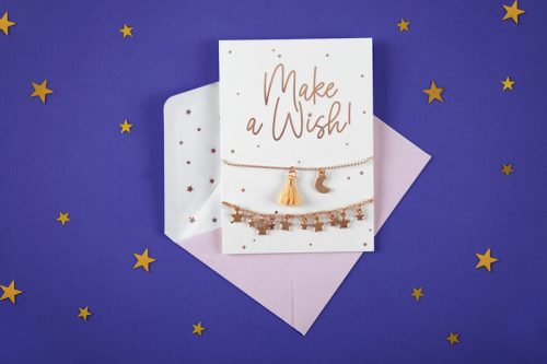 Üdvözlőlap karkötőkkel „Make a Wish!”