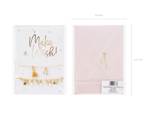 Üdvözlőlap karkötőkkel „Make a Wish!”