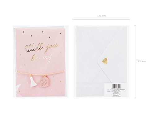 Üdvözlőlap karkötővel „Tiszteletbeli koszorúslány”