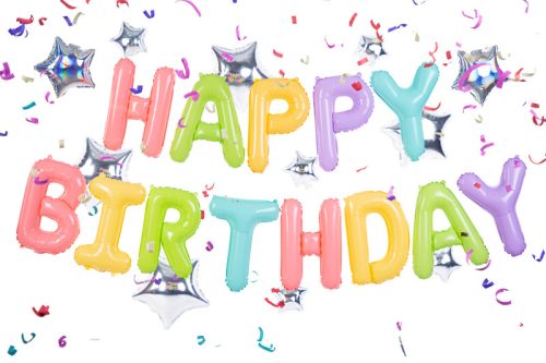 Fólia lufi "Happy Birthday" 395x35cm vegyes színek