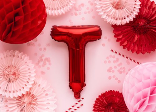 "T" betű fólia lufi 35cm piros