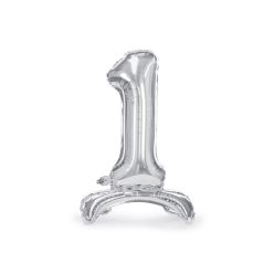   Álló szám fólia lufi ''1'' 70cm ezüst