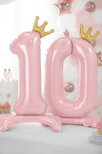 Álló szám fólia lufi ''0''  84cm rózsaszín