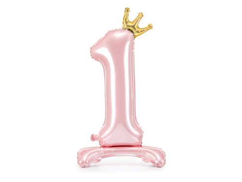 Álló szám fólia lufi ''1''  84cm rózsaszín