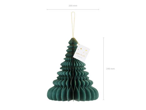 Méhsejt papírdísz karácsonyfa, sötétzöld 24cm