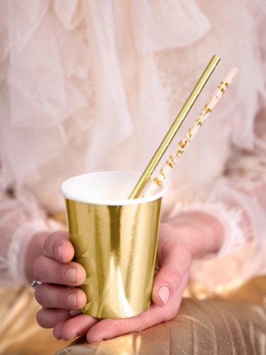 Papír szívószál púderrózsaszín (10 db)