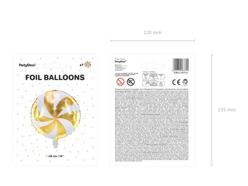 Fólia Léggömb - 35cm Cukorka arany