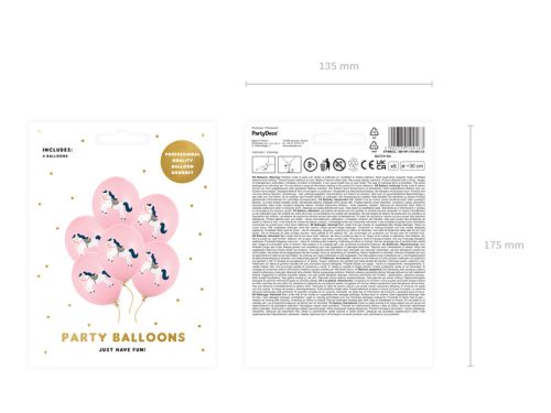 Lufi 30 cm pasztell rózsaszín Ló mintával (6 db)