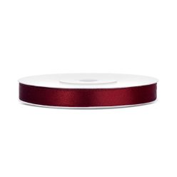 Szatén szalag sötét vörös 6mm/25m