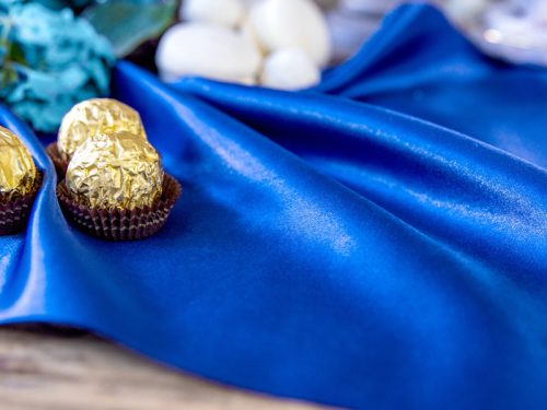 Szatén anyag - sötétkék 16cmx9m