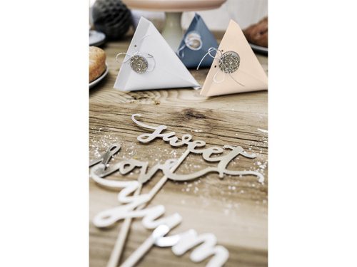 Süti dísz "Love, Sweet, Yum" ezüst (6 db) 