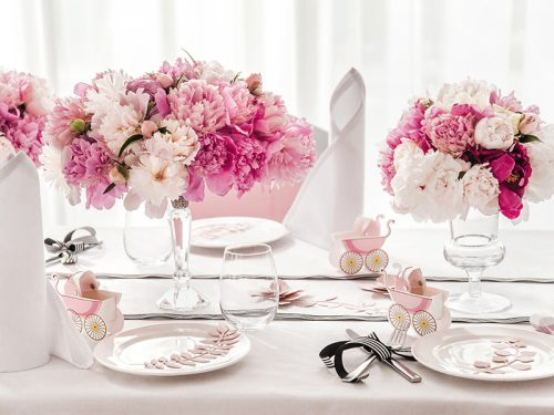 Papírdekoráció púder rózsaszín levelek (9 db)