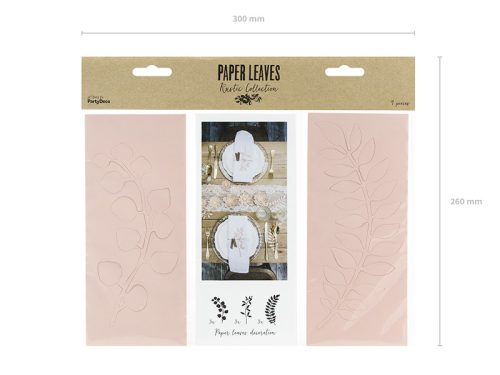 Papírdekoráció púder rózsaszín levelek (9 db)
