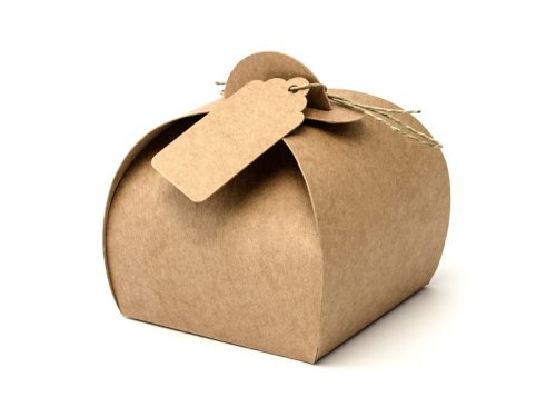 Köszönetajándék doboz kraft, címkével (10 db)