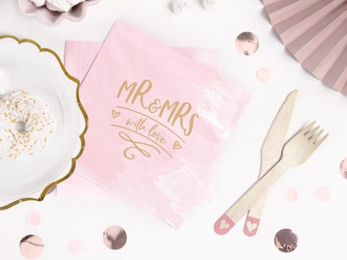 Fa evőeszközkészlet Szív mintával világos rózsaszín (18 db)